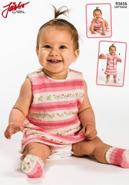 Babyklänning och kofta med matchande raggsockor