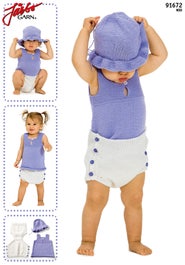 Blåbär - babyklänning, blöjbyxa och solhatt 